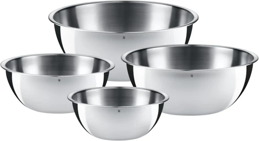 Gourmet Set de 4 saladiers en acier inoxydable Cromargan, Bord verseur à 360°, Versement anti-goutte, Polyvalents, Bols empilables peu encombrants, Lavables au lave-vaisselle 0645709990 Unique