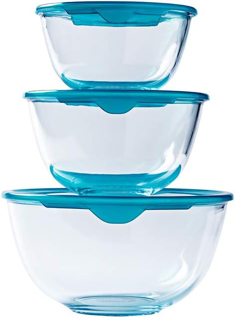 Lot de 3 bols en verre résistants avec couvercle - 0,5L - 1L - 2L - Couvercles ergonomiques - Made in France