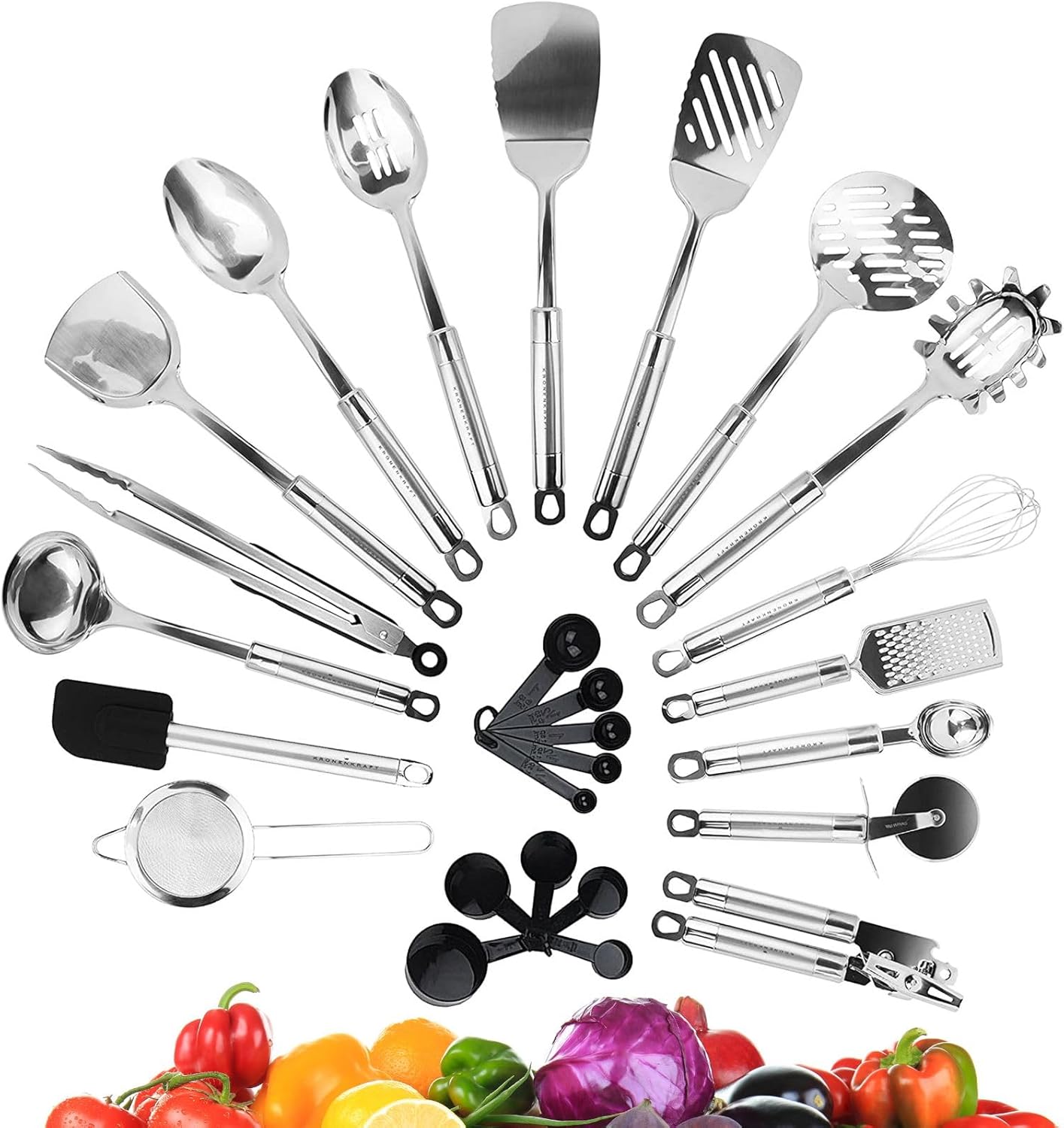 Set d'ustensiles de cuisine en acier inoxydable de 26 pièces,accessoires de cuisine, set de cuisson , ensemble complet d'accessoires de cuisine