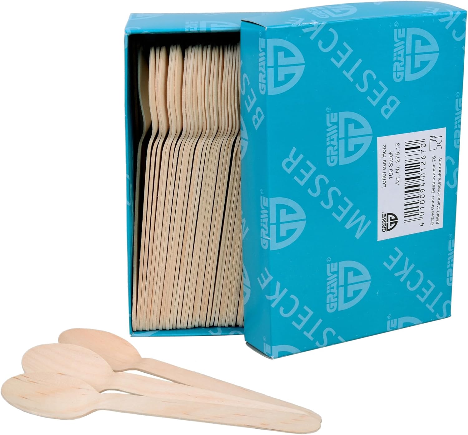 Ensemble de cuillères jetables, Lot de 100, ustensiles en Bois Non traité, Couverts jetables biodégradables et compostables, idéaux pour Les fêtes, Les Pique-niques et Les événements Longueur : env - 16 cm