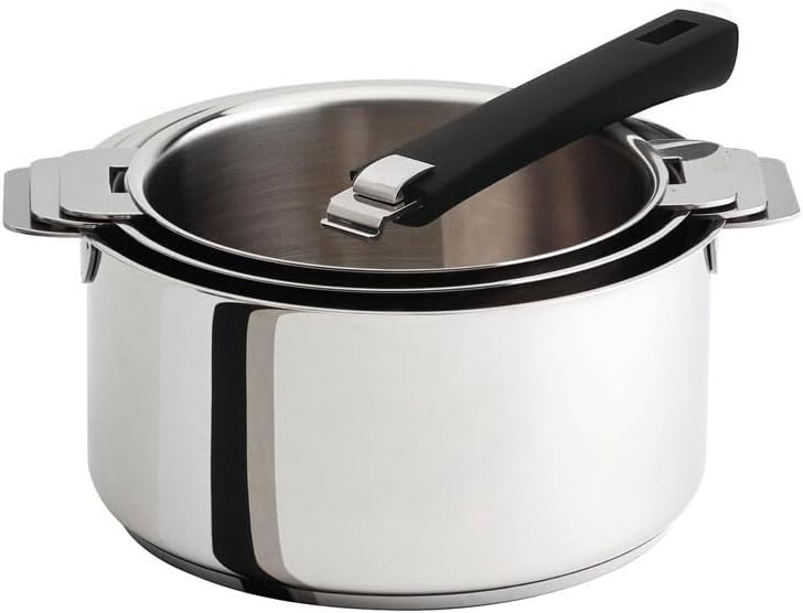 S3Cman Serie 3 Casseroles Amovibles 16 a 20 Cm + 1 Poignee Mutine Noire