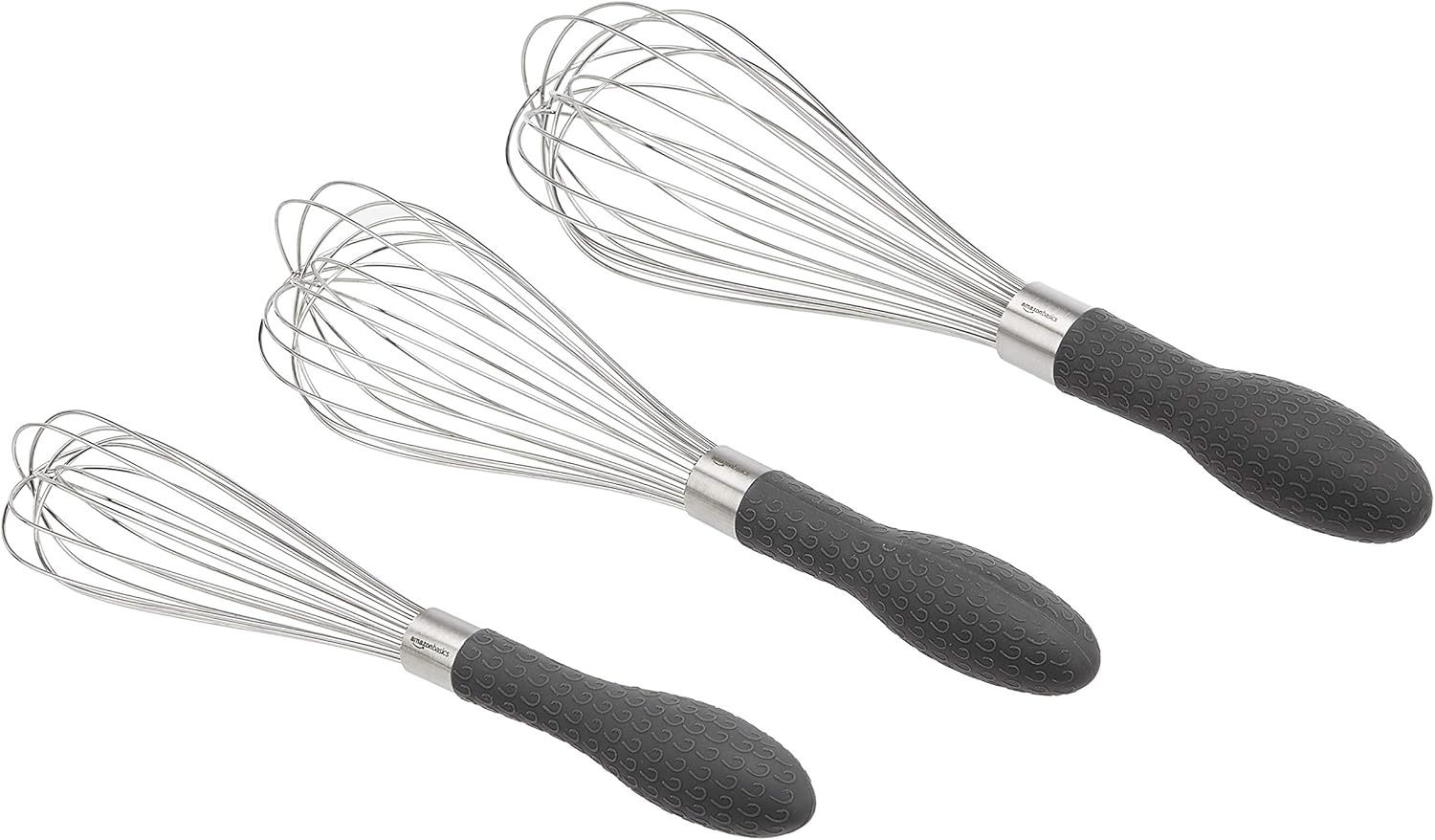 Lot de 3 fouets à fils en acier inoxydable, Gris