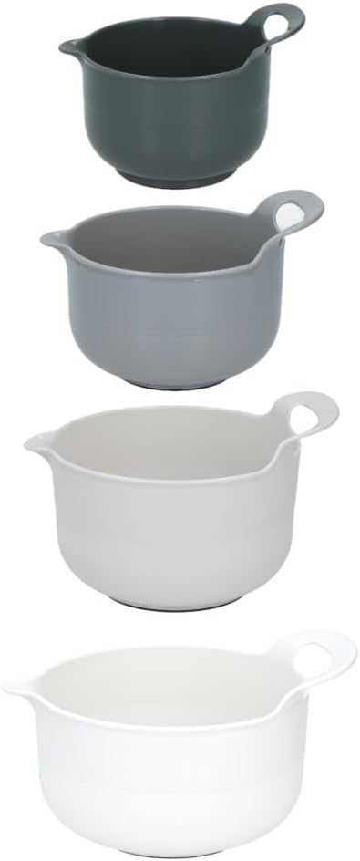 Lot de 4 saladiers antidérapants en plastique, Crème