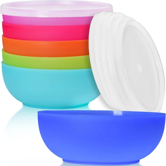 Idea-station Neo bol plastique 6 x 14 cm / 500 ml - couleur - avec couvercle - bol petit dejeuner - bol bebe 14 Cm / 6 Pièces / Coloré