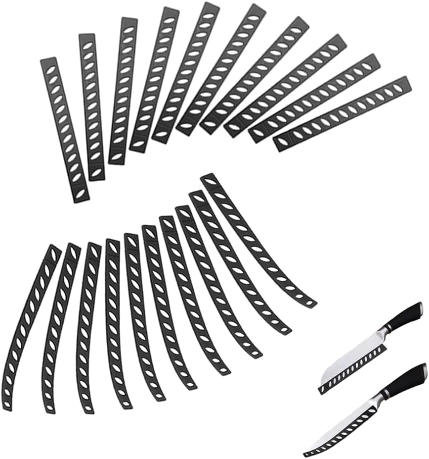 RHQFDM 20 Pièces Protecteur Couteau Noir Protecteur de Lame en Plastique Universal Set de Protection du Bord du Couteau Convient Aux Couteaux de Cuisine de Différentes épaisseurs