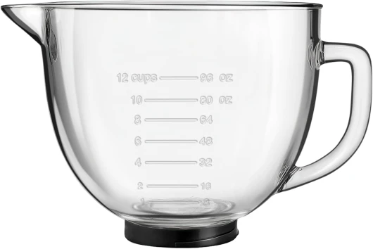 Bols à Mélanger en Verre Accessoire pour Mixeur Kitchen Aid à Tête Inclinable Compatibles Avec les Batteurs sur Socle 4.5&5, Permettant de les Placer au Micro-Ondes et au Réfrigérateur