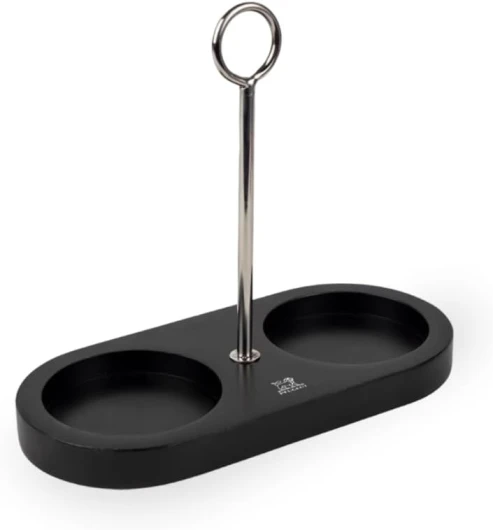 Plateau Linéa en Bambou avec Poignée pour Deux Moulins - Dimensions : 18,7 cm x 15,5 cm - Fabrication Française - Coloris Noir Mat Avec Poignée Noir Mat