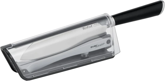 Couteau de cuisine Santoku 16,5 cm, Multiusages, Aiguiseur intégré, Technologie exclusive de verrouillage, Acier inoxydable allemand, Affûtage optimal, Etui innovant, Ever Sharp K2579024 Couteau Santoku