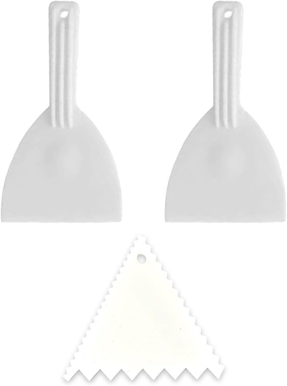 EHDWXVZM 3 Pièces Gratteilles Blanches, Manche Simple Et Créative, Confortable, Grattoir Dentelé Triangulaire, Spatule À Pizza De Pâte, Outils De Cuisson De Cuisine.