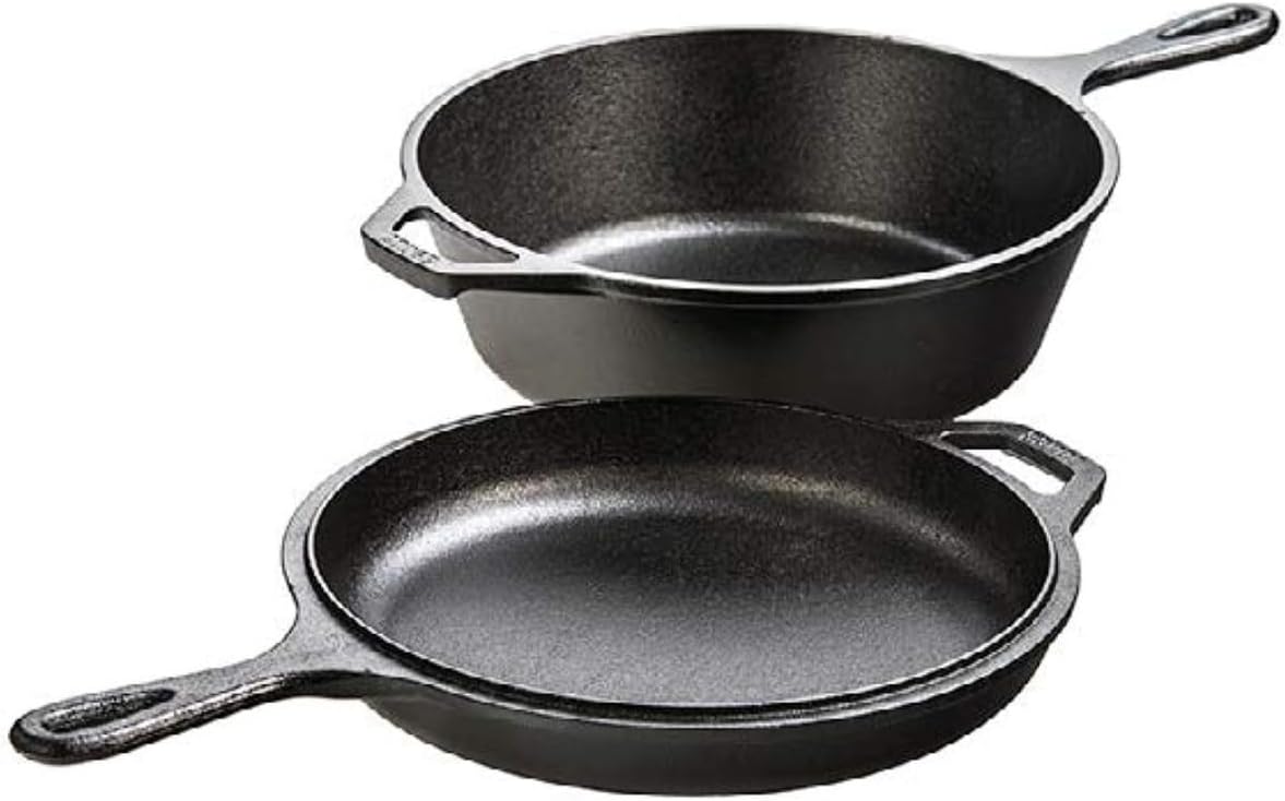 Lodge – Cocotte 3L et poêle 26cm 2en1 en Fonte – Tous Feux – Made in USA Ensemble de plats