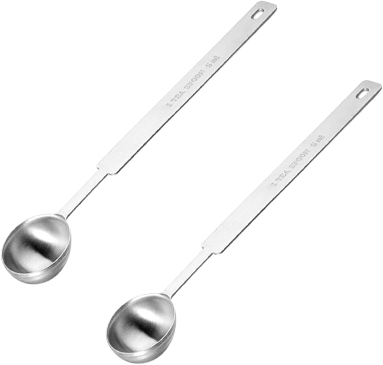 HoAhaMay 2 pièces Cuillères doseuses en acier inoxydable, cuillères doseuses de 5 ml, mini cuillères graduées pour mesurer les ingrédients liquides et secs pour le café et les épices