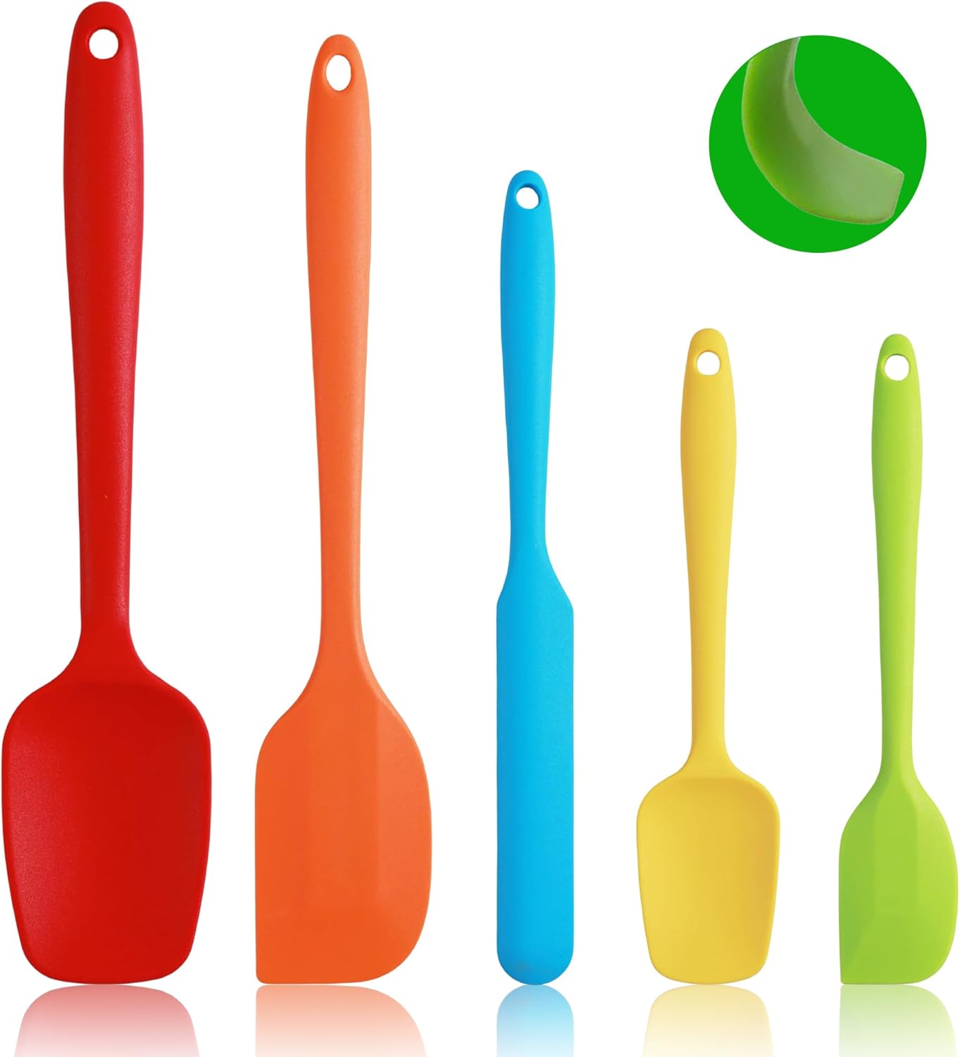 Spatule Silicone, Spatule Cuisine Lot de 5, Marises de Cuisine Pâtisserie Résistante à la Chaleur, Ustensiles à Maryse Patisserie Alimentaire pour Cuisson et Mélange sans BPA (Multicolore)