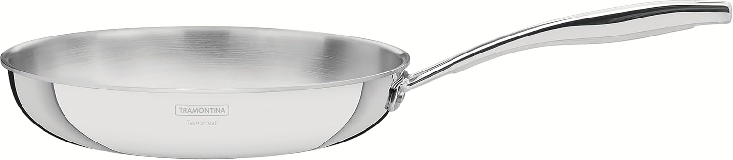 TRAMONTINA-Poêle Grano Ø 30cm - 3,4L Inox Triply - Cuisson perfectionnée, cuisson homogène, poignée ergonomique - Adaptée à l'induction, facile à nettoyer - 30 cm