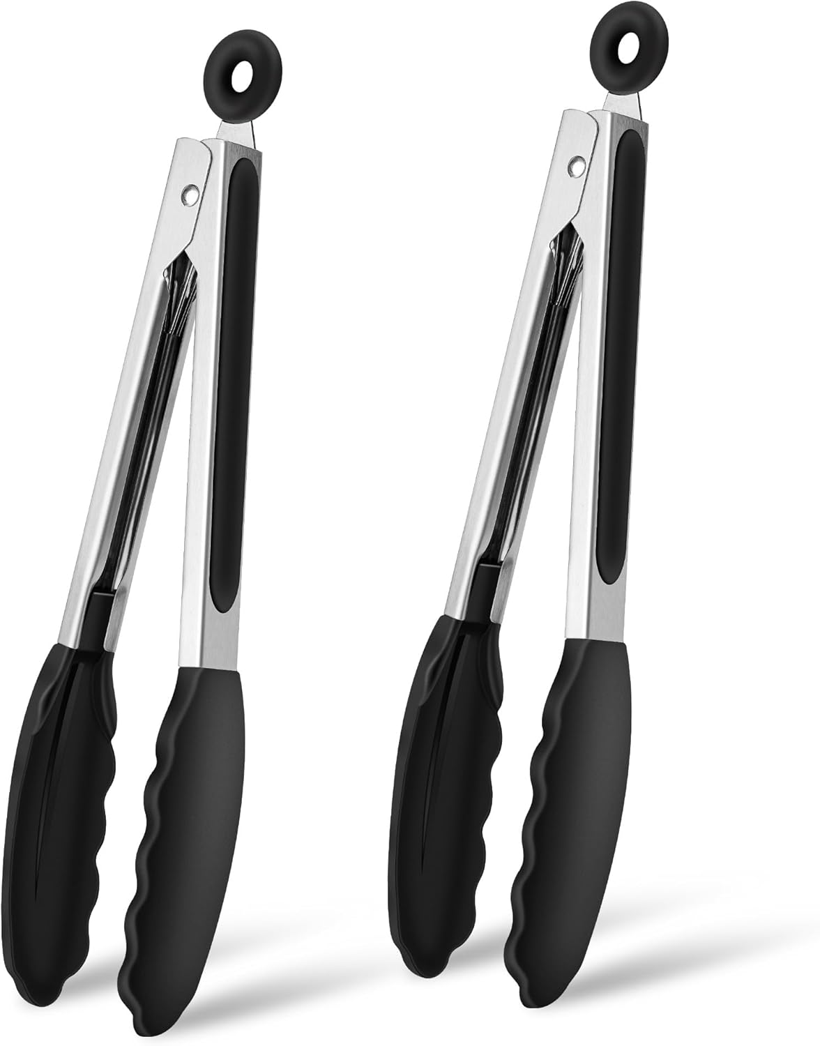 Pinces de Cuisine, Lot de 2, Pince alimentaire en inox et silicone et poignée antidérapante, Pince de Cuisine Résistant à la Chaleur, Idéales pour barbecue, air fryer, grill (26cm)