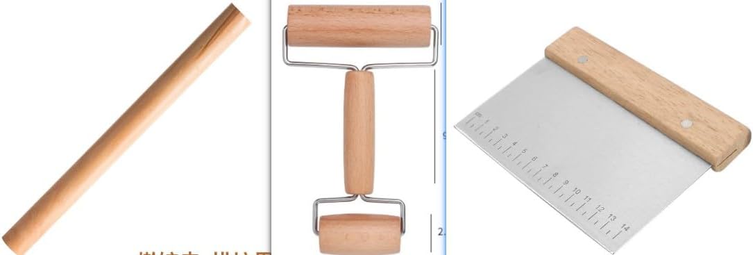 1 Un rouleau à pâtisserie à double extrémité 1 rouleau a patisserie en bois 1 coupe patepizza accessoire ustensiles de cuisine ustensiles à pâtisserie