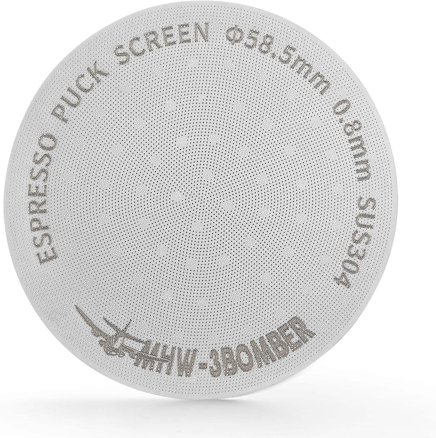 MHW-3BOMBER Puck Screen Tamis à expresso 58 mm, 0,8 mm d'épaisseur pour porte-filtre, 180 μm en acier inoxydable, accessoires pour expresso, accessoires barista, filtre pour filtre Porta 58 mm, modèle 58mm Silver