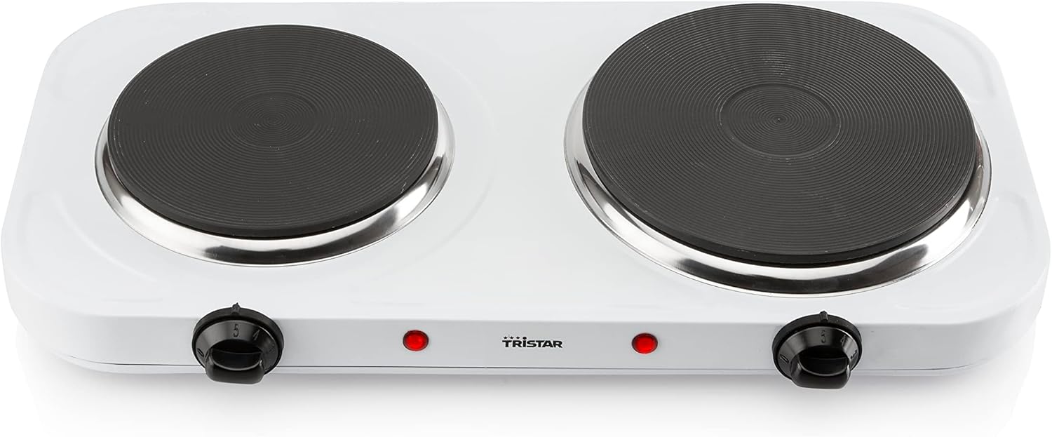 Plaque chauffante double Acier inoxydable KP-6245 – 2 500 W – Blanc Double plaque Blanc