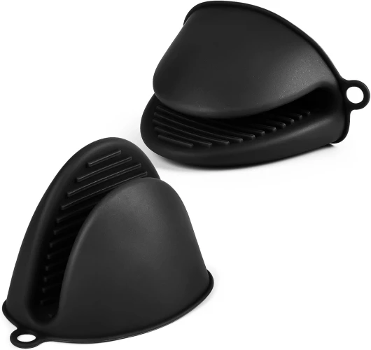 AUAUY Gant de Cuisine épais en Silicone, 1 Paire Gants de Four Résistant à la Chaleur, Gants de Cuisine Antidérapants, Gant Cuisine Anti Chaleur pour Cuisiner, Barbecue, Cuisson (Noir) 1 Paire -Noir Silicone