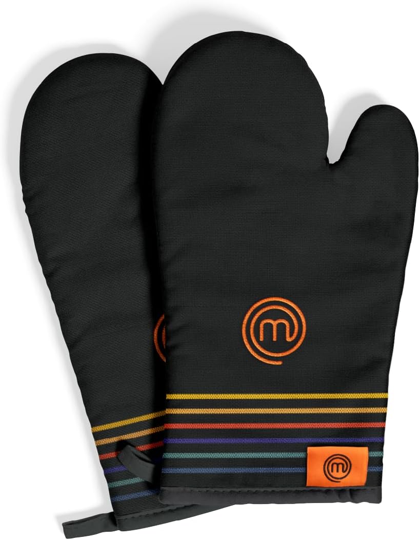 Maniques Cuisine, Gants Four Anti Chaleur Jusqu'à 250°C, Logo Brodé, 100% Coton, avec Le Logo et l'attache de Suspension, 1 Paire, Multicolor Collection Vivante