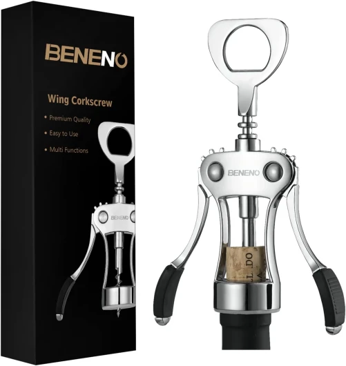 Tire bouchon, Beneno ouvre bouteille de vin en alliage de zinc de qualité supérieure avec décapsuleur multifonction Argenté