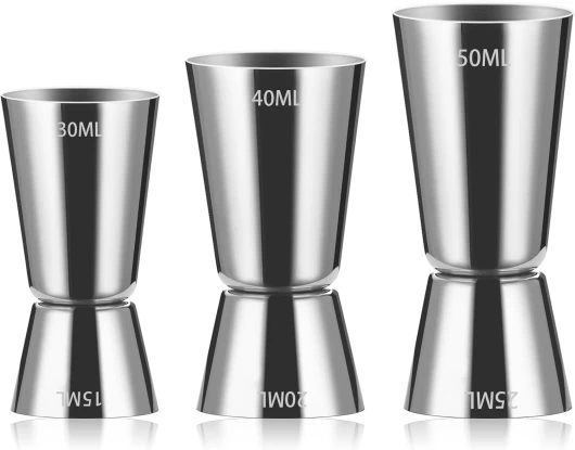 3 Pièces Doseur Cocktail,Cocktail Jigger,Verre doseur cocktail,Doseur à alcool double,Cocktail Doseur,Mesure de Bar,Barman Professionnel,Pour bar,fête,vin,cocktail