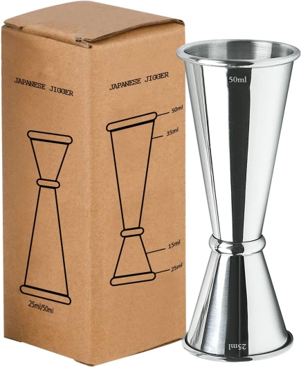Doseur à cocktail double spiritueux en acier inoxydable 304 30 ml/60 ml pour bar, maison, barman, fête, vin, boisson (25/50 ml)