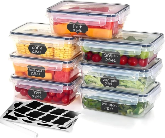 Goldeluxe 7 x 840ml Boîte Conservation Alimentaire, Sans BPA, Boîte Alimentaire Set, Plastique Boîte Hermetique Alimentaire, 100% Étanche, Adaptés au Micro-ondes, au Congélateur et au Lave-vaisselle GO7PCS840