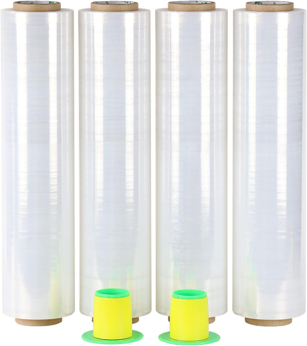 Film étirable demenagement (lot de 4) de film emballage, Transparent Cling Film 250m x 400 mm avec poignée de roulement en plastique, pour emballage et déménagement