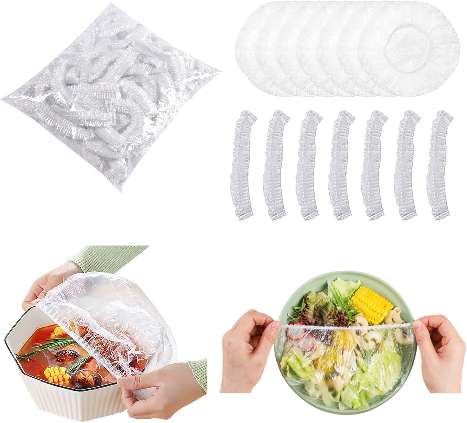 Charlotte Alimentaire Reutilisable,Film Alimentaire Reutilisable,300 Pièces Film Plastique Alimentaire,Couvre Plat Reutilisable pour Garder Les Aliments Frais