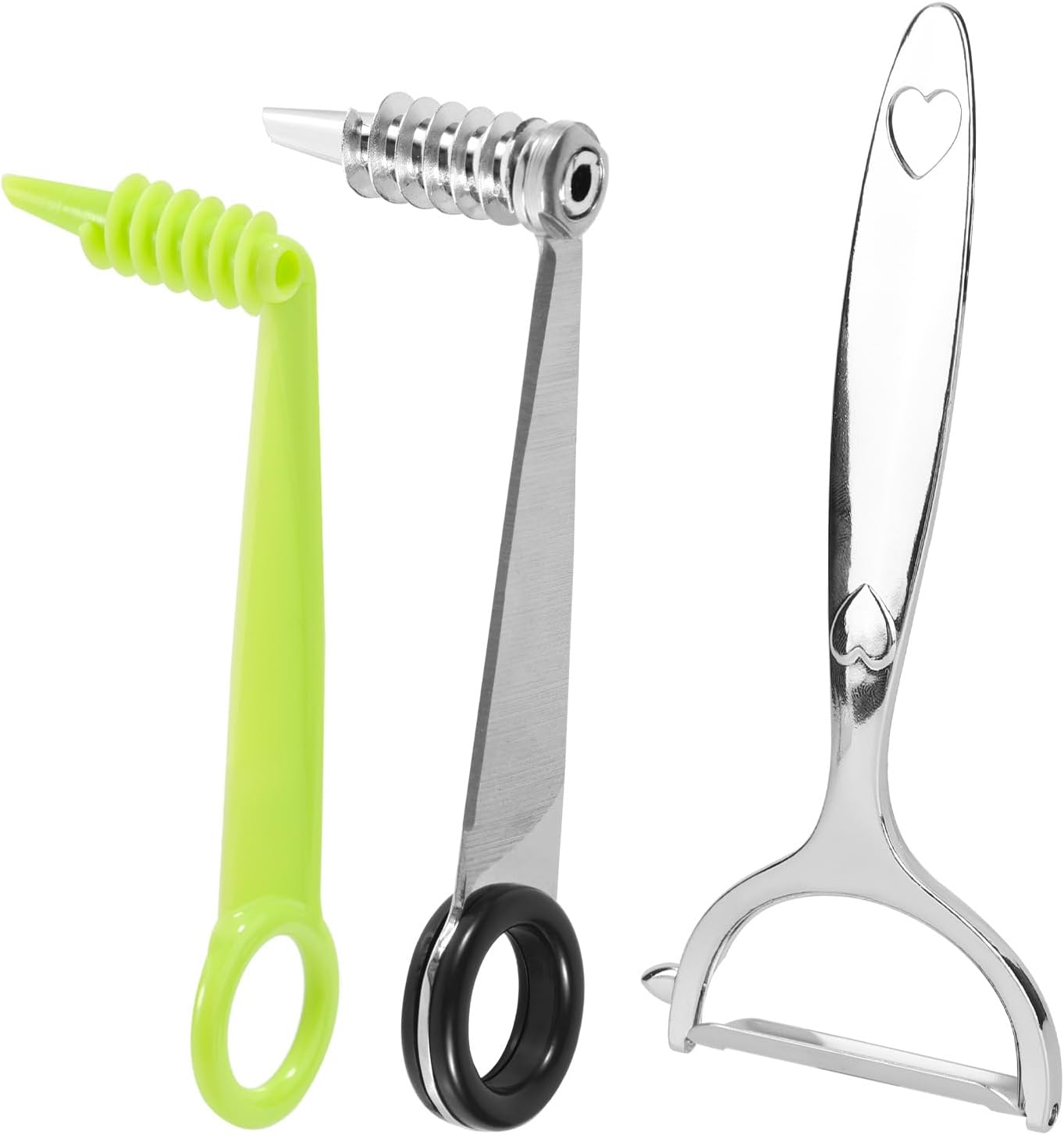 Ensemble 3 Coupe-Spirales et Éplucheurs, 2 Types Trancheur de Concombre Portable en Spirale avec Éplucheur en Métal Durable Coupe-Légumes Ustensiles de Cuisine Opérations Rapides et Faciles