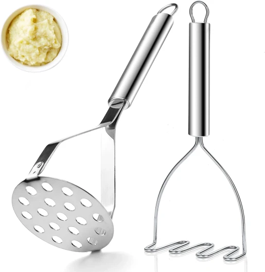 Presse-purée de pommes de terre ReaNea en acier inoxydable 2 pièces, Purée de pommes de terre Ustensiles, Ustensiles de cuisine faciles à nettoyer