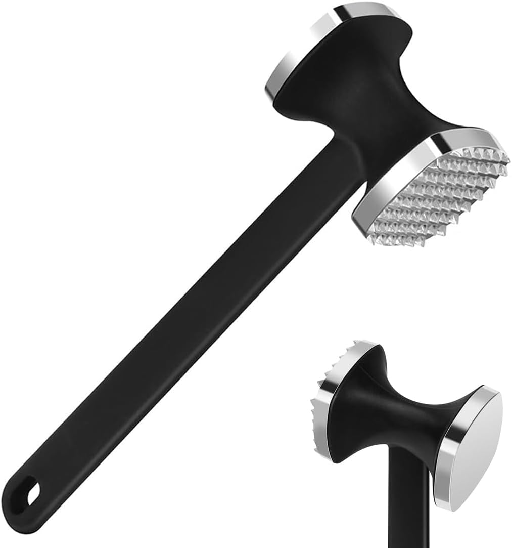 ZMREN Attendrisseur de Viande en Acier Inoxydable, Marteau à Viande Double Face pour Steak, Poulet, Porc, Lave-Vaisselle