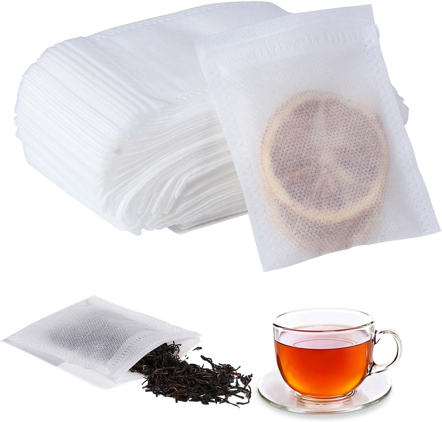 400 Sachet the a Remplir Jetable, Filtre à thé 7 x 9 cm avec Cordon de Serrage, Infuseur thé Adaptés au thé en Feuilles, au thé Parfumé, aux épices, aux Herbes Médicinales, aux épices, etc