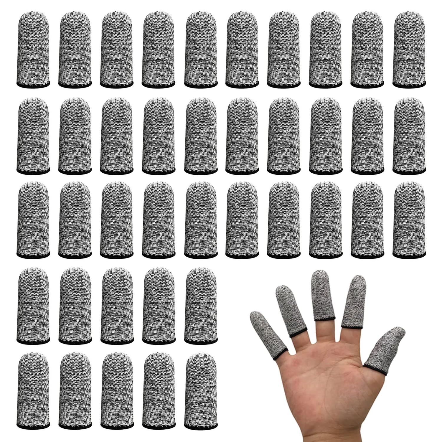 TSHAOUN 40 Pièces Doigtiers, Protège-doigts Réutilisable Couvre-doigts Doigtier Élastiques Protection Résistant aux Coupures pour Travail, Jardin, Cuisine, Sculpture, Créations de Bricolage (Gris)