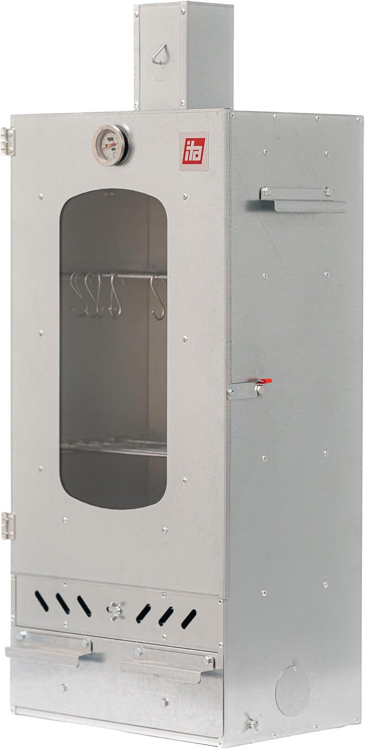 ITA Fumoir 7012 - Armoire de Fumage Premium à 3 étages - Acier allié, avec fenêtre et cheminée - Qualité Made in EU Directement du Fabricant - Fumoir pour Le Fumage à Froid et à Chaud Smoker