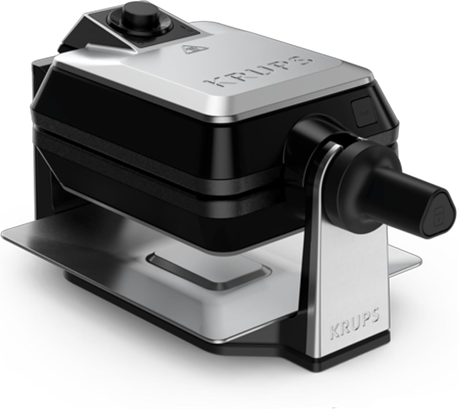 Krups Gaufrier rotatif Noir et Inox, 1200 W, Système rotatif professionnel, Position verticale, Gaufres Dorées, Plaques amovibles et antiadhésives FDD95D10 Unique