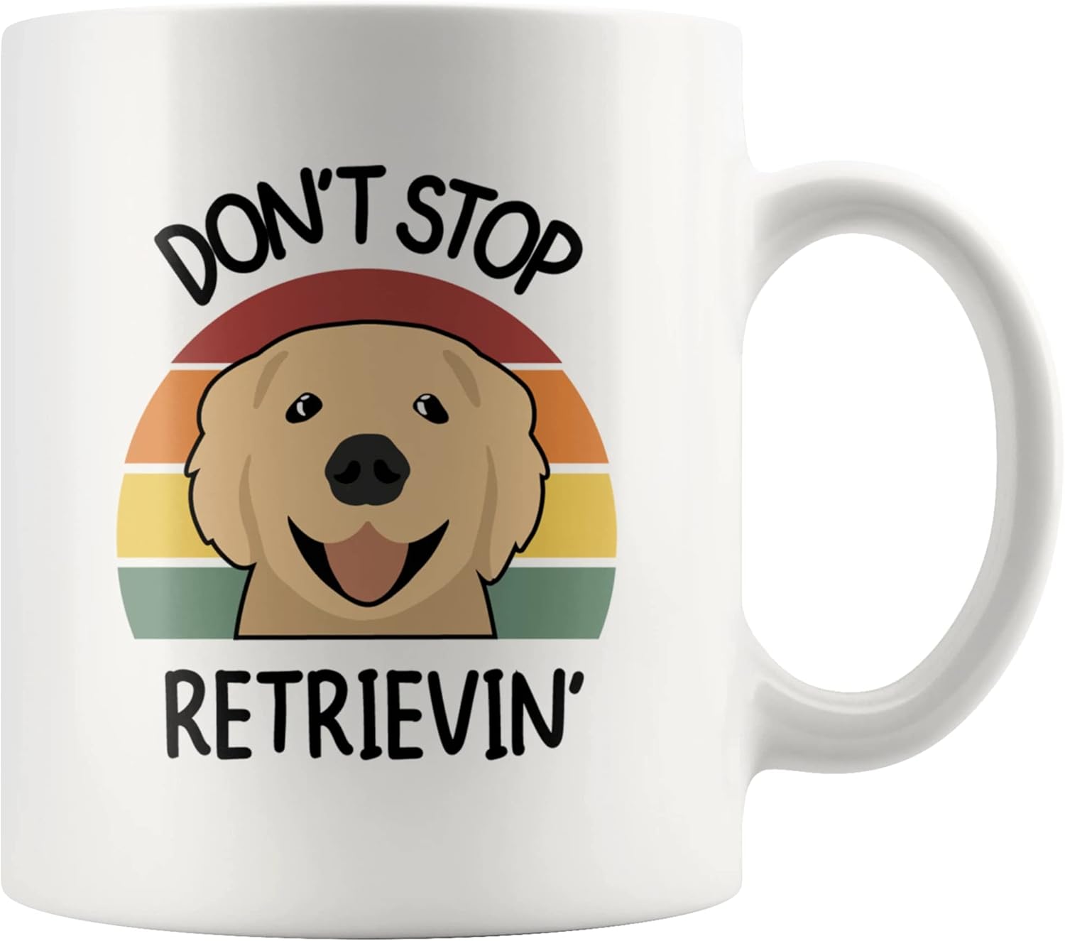 Panvola 'Don't Stop Retrievin ' Golden Retriever Dog Mom Dad Pet Lover Owner Retro Vintage Tasse à café en céramique 11oz Blanc