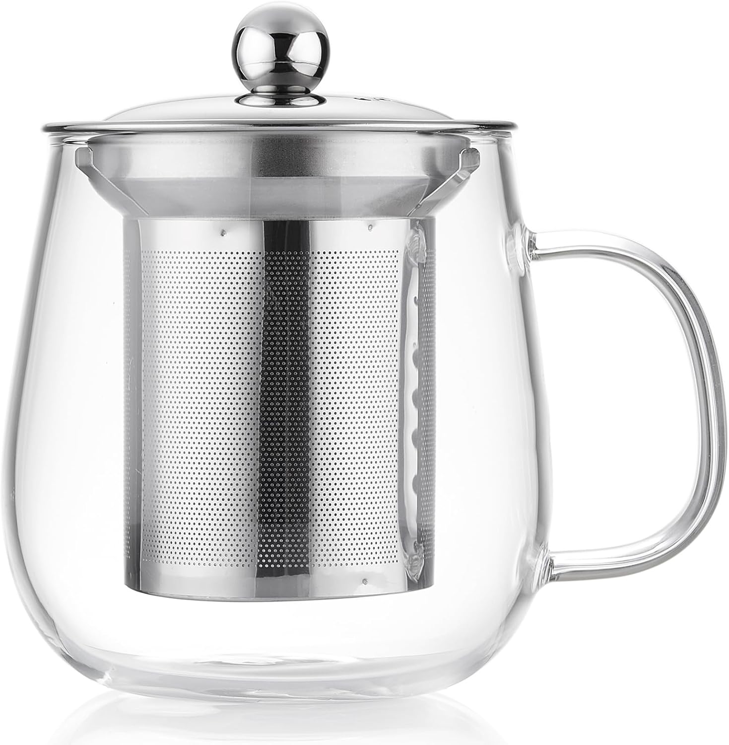 MEISINNI Tasse à Thé en Verre avec Infuseur et Couvercle, Tasse à Thé avec Inoxydable Infuseur, 500 ml Mug Transparent, Tasse en Verre, Cup pour Thé en Fleurs et en Vrac, Cuisinière à Gaz 500ml Inox