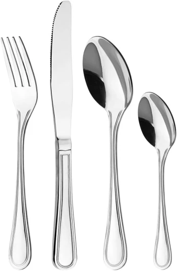 Frankfurt - Ensemble de couverts de table de 16 pièces, en acier inoxydable, finition miroir - Un service de table aux lignes classiques et simples pour 4 personnes