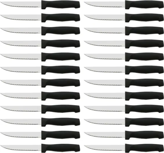 CUPERINOX Couteaux à viande - Couteaux de table - Couteaux à steak - 24 pièces - Lame sciée - Manche en polypropylène - Acier inoxydable - 11 cm -