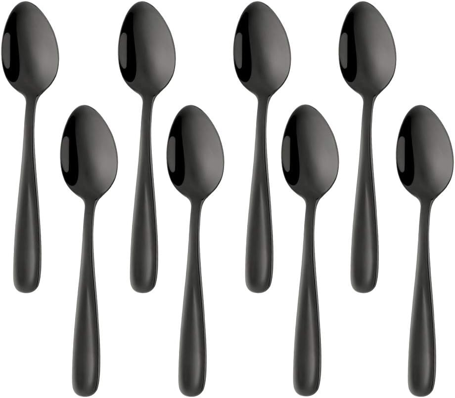 BISDARUN Cuillere a Cafe Expresso Noire Inox Petite Cuillère à Dessert 13,5 cm/5,3 Inch Cuillères à thé Lot de 8 Cuillère à Moka