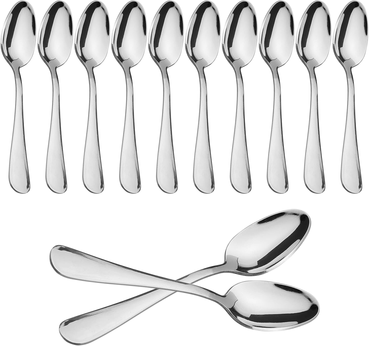 12 cuillères à Moka 10,3x2,2 cm en Acier Inoxydable Hautement Poli 18/0