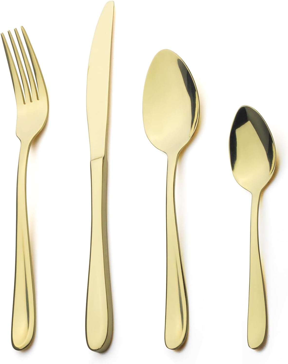 Grand set de couverts en acier inoxydable poli champagne doré pour 6 personnes, 24 pièces, brillant, passe au lave-vaisselle Champagne Doré - 24-teilig