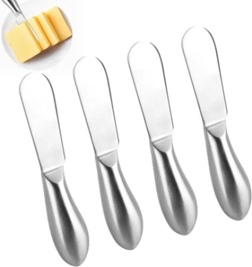 TDUNSYA 4 Pièces Couteaux à Beurre, Couteaux à Beurre en Acier Inoxydable, Couteau à Tartiner à Beurre, Couteau à Crème en Inox Multifonctions pour Tartiner Beurre, Fromage, Confitures