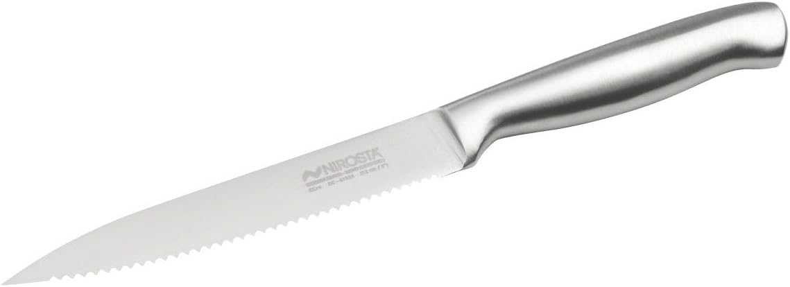 Nirosta 41835 Couteau de cuisine dentelé, Couteau à découper à dents, Lame de 12cm, Argenté, Acier inoxydable, 24x2cm Gris 3