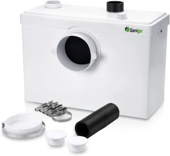 Sanigo SANI600 Broyeur Sanitaire Classique, Pompe Automatique en Acier inoxydable pour Eliminer les Eaux Usées, Silencieuse, 3/1 entrées pour WC lavabo 600W, Blanc