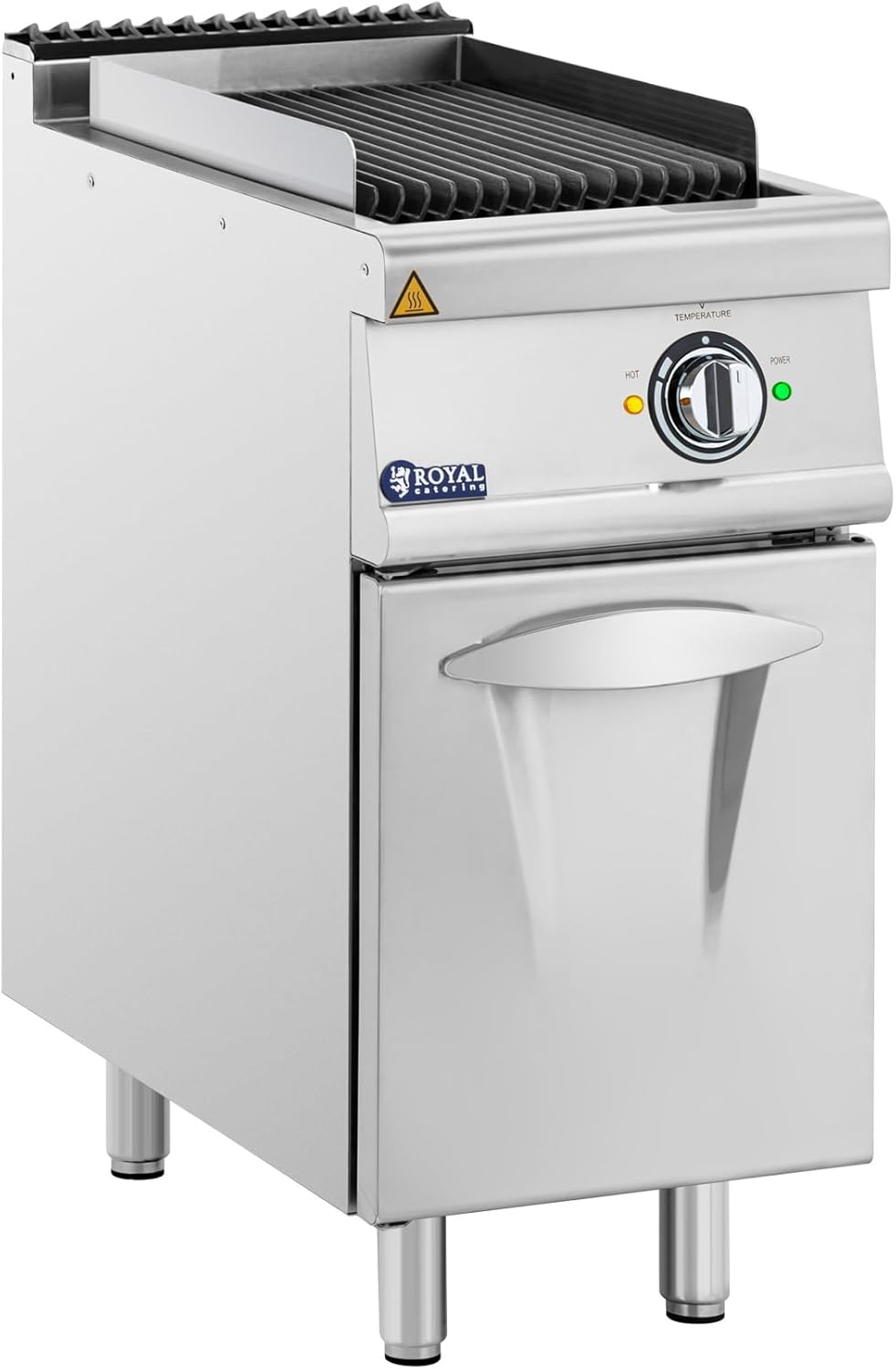 Grill pierre de lave 4,5 kW 50 à 300 °C 400 V 40 x 73 cm Pro 730 Series - Barbecue électrique Inox Pieds réglables Protection anti-éclaboussures Meuble bas Chaleur homogène