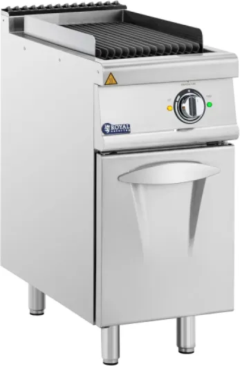 Grill pierre de lave 4,5 kW 50 à 300 °C 400 V 40 x 73 cm Pro 730 Series - Barbecue électrique Inox Pieds réglables Protection anti-éclaboussures Meuble bas Chaleur homogène