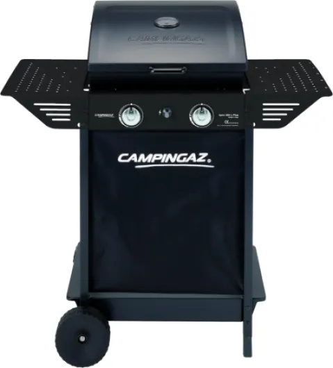 Xpert 100 L Plus Rocky Barbecue à gaz pour pierre volcanique, barbecue à gaz avec 2 brûleurs, 7,1 kW de puissance, 2 grilles en acier chromé, 2 tables latérales et pierres de lave