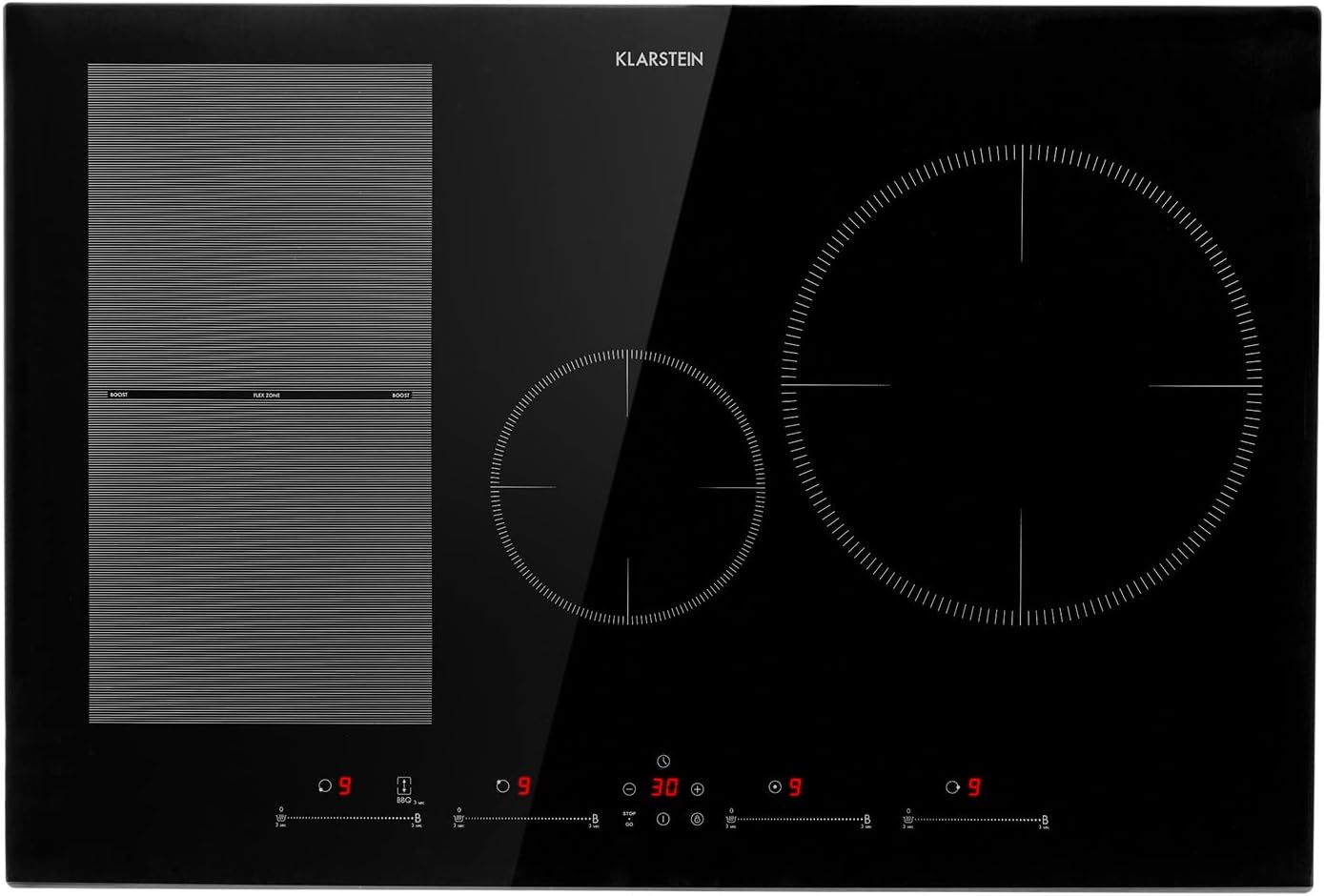 Plaque de Cuisson Électrique à Induction 7500W, Encastrable à 4 Feux avec Contrôle Tactile, Fonction Boost, Sécurité Enfant, et Design Moderne pour Cuisine Pratique 80cm - hybride - 4 zones Noir